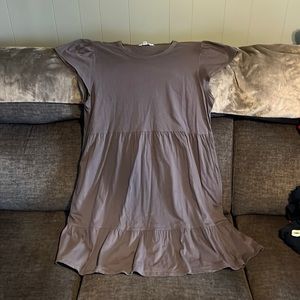 Gray ruffle dress with pockets